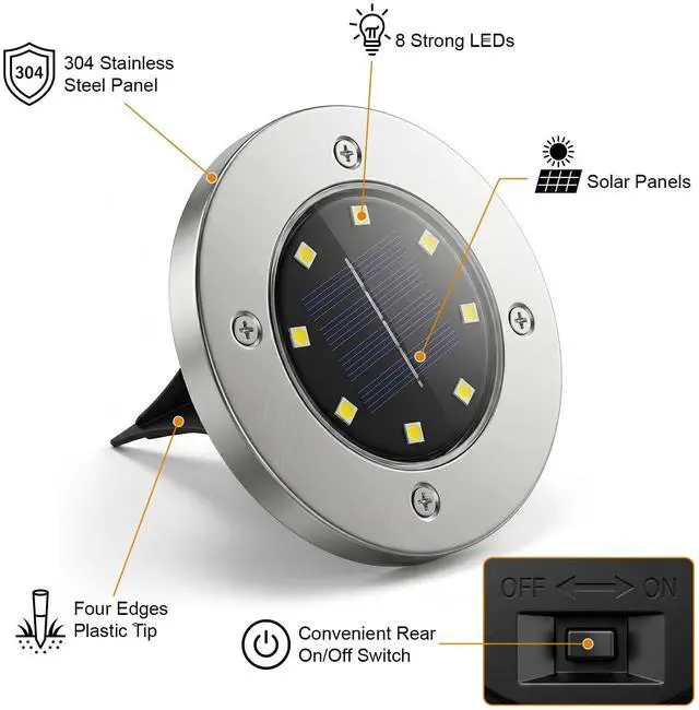 Alt view image 2 of 7 - 4.6inch Solar Ground Lights 16Packs, Garden Solar Outdoor Waterproof Pathway Bright In-Ground Landscape Lights for Patio, Lawn, Yard, Driveway, Step and Walkway(White Light)