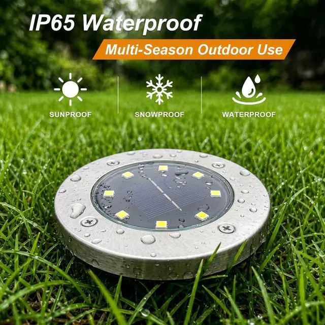 Alt view image 4 of 7 - 4.6inch Solar Ground Lights 16Packs, Garden Solar Outdoor Waterproof Pathway Bright In-Ground Landscape Lights for Patio, Lawn, Yard, Driveway, Step and Walkway(White Light)