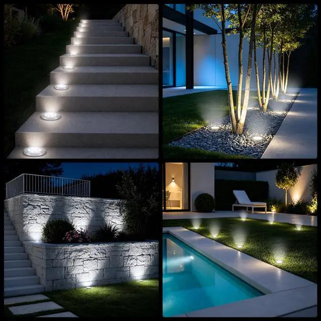 Alt view image 7 of 7 - 4.6inch Solar Ground Lights 16Packs, Garden Solar Outdoor Waterproof Pathway Bright In-Ground Landscape Lights for Patio, Lawn, Yard, Driveway, Step and Walkway(White Light)