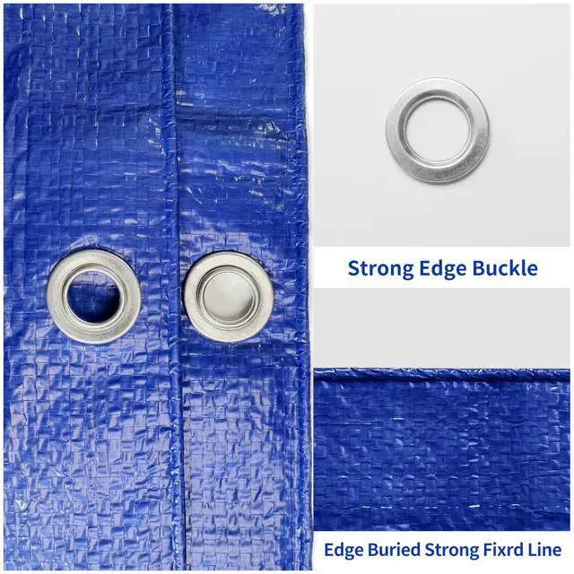 Alt view image 2 of 7 - 20x30Ft 5mil Waterproof Tarp, UV Resistant Blue Multipurpose Tarps