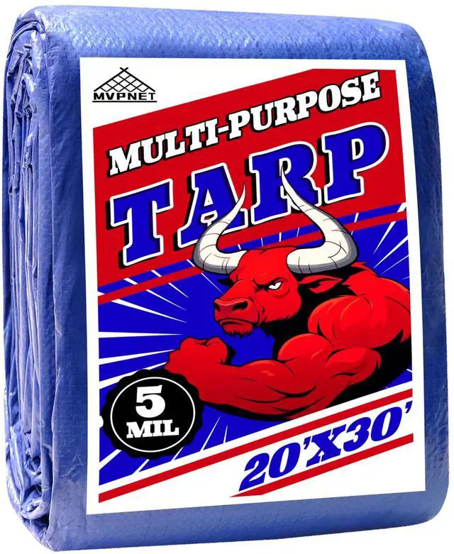 Main image of 20x30Ft 5mil Waterproof Tarp, UV Resistant Blue Multipurpose Tarps