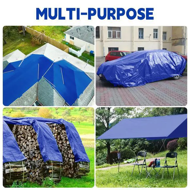 Alt view image 6 of 7 - 20x30Ft 5mil Waterproof Tarp, UV Resistant Blue Multipurpose Tarps