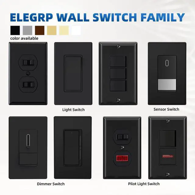 Alt view image 3 of 7 - Matte Black Single Pole Decorator Light Switch, 15Amp, 120-277V, Decorative Paddle Rocker Switch Replacement, On/Off Wall Switch, Self-Grounding, Residential/Commercial Grade, UL/CUL (5 Pack)