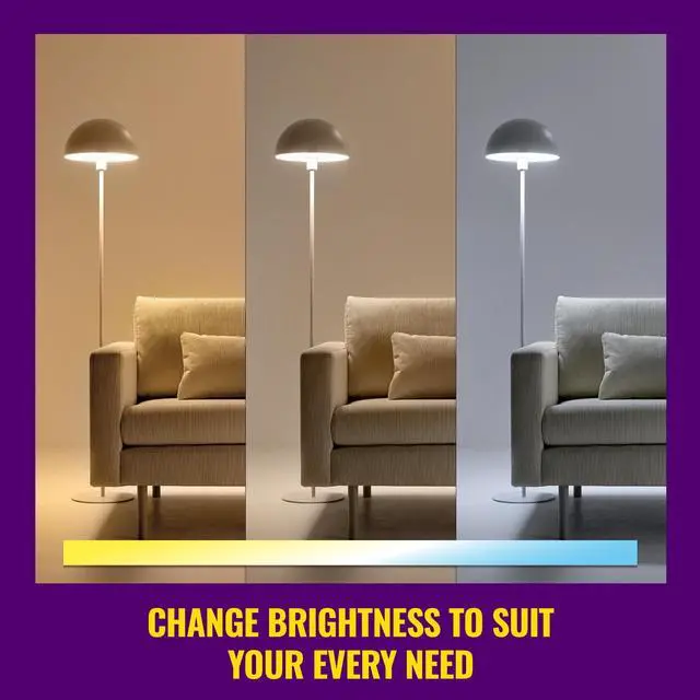 Alt view image 3 of 7 - Smart Light Bulbs, Sunset to Sunrise Automation + Motion Detection + Control with Voice or App, Full Color A19 60W 800LM Indoor, Matter Compatible -3 Pack