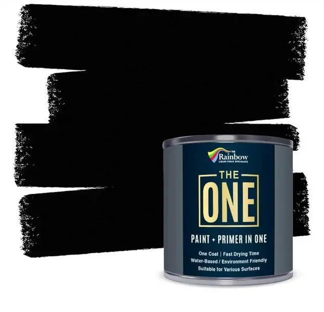 Main image of All-In-One Paint & Primer - Black Matte, 33.8 Fl Oz/1 Liter | 1 Coat Formula | Easy Indoor & Outdoor Decorating for Home & Garden Walls, Floors & Furniture | Water-Based & Low VOC