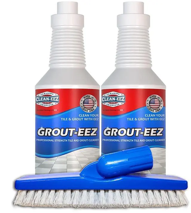 Main image of Clean-eez Grout Cleaner 2 Pack with Stand-Up Brush Attachment - Stain Remover Heavy-Duty Scrubber - Bathroom Shower Ceramic Porcelain Tile & Grout Only - Easy Control Flip Top Cap - 32 oz