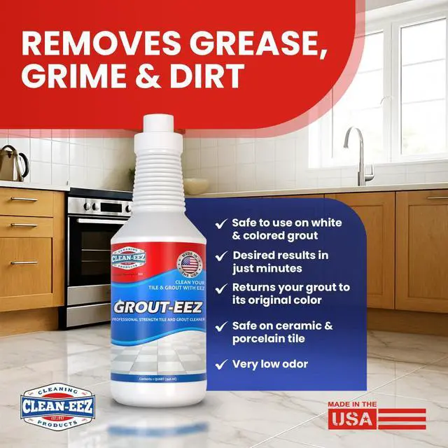 Alt view image 5 of 7 - Clean-eez Grout Cleaner 2 Pack with Stand-Up Brush Attachment - Stain Remover Heavy-Duty Scrubber - Bathroom Shower Ceramic Porcelain Tile & Grout Only - Easy Control Flip Top Cap - 32 oz