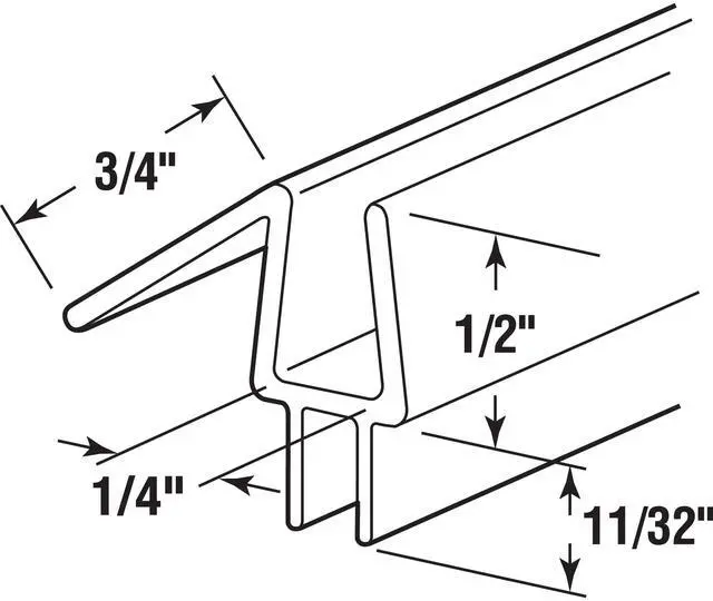 Alt view image 5 of 6 - M 6256 Frameless Shower Door Bottom Seal for 1/4 in. Thick Glass Doors, Dual Flap and 45 Degree Drip Guard, 36 in., Clear Vinyl (Single Pack)