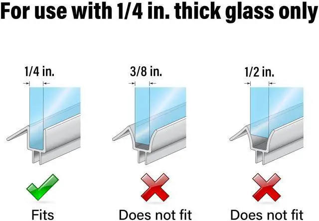 Alt view image 6 of 6 - M 6256 Frameless Shower Door Bottom Seal for 1/4 in. Thick Glass Doors, Dual Flap and 45 Degree Drip Guard, 36 in., Clear Vinyl (Single Pack)
