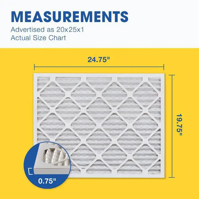 Alt view image 5 of 7 - Air Filter 20x25x1 MERV 13 AC Filter, HVAC, Furnace Filter, 6 Pack | ACTUAL SIZE (19.75 x 24.75 x 0.75) AC Filter, Furnace Filter, Allergies, Dust, Pet Dander & Smoke MERV 13 (MPR 1500)
