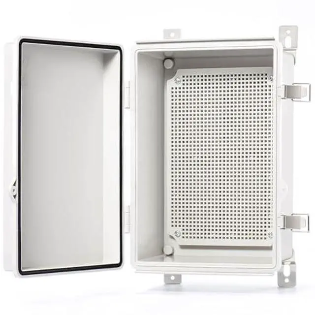 Alt view image 2 of 7 - Junction Box IP67 Waterproof Plastic Electrical Enclosure Outdoor Weatherproof Project Electric Box with Mounting Plate, Wall Brackets, Hinged Grey Cover 11.2"x7.7"x5.1"