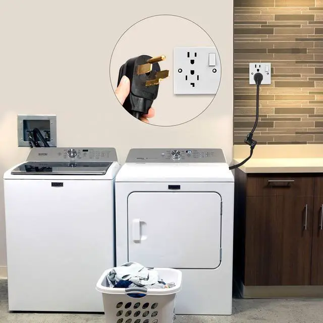 Alt view image 2 of 7 - 1.5FT 3 Prong to 4 Prong Dryer Adapter, 3 to 4 Prong Dryer Plug Adapter, 4 Prone Dryer Outlet Adapter, 14-30P Male to 10-30R Female Receptacle for Old Clothes Dryer Converter, 30A, 250V