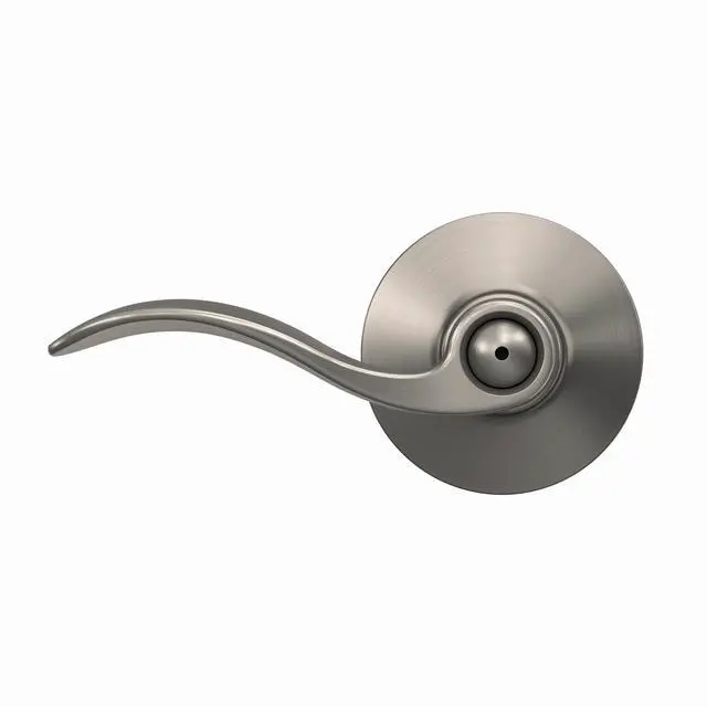 Alt view image 5 of 7 - Accent Bed/Bath Privacy Door Handle with Lock, Satin Nickel | Interior bedroom or bathroom door lever with push button lock, Reversible, Easy install, Certified durability, Universal fit