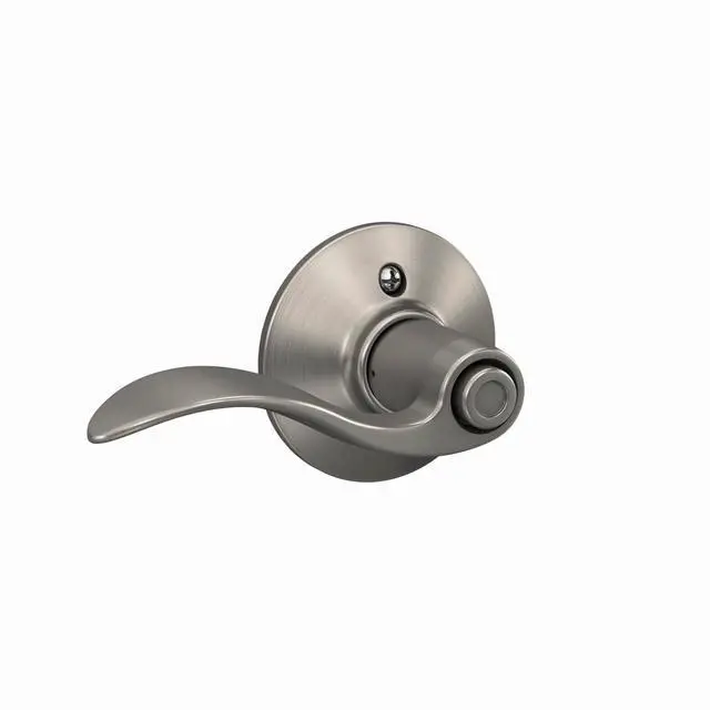 Alt view image 6 of 7 - Accent Bed/Bath Privacy Door Handle with Lock, Satin Nickel | Interior bedroom or bathroom door lever with push button lock, Reversible, Easy install, Certified durability, Universal fit