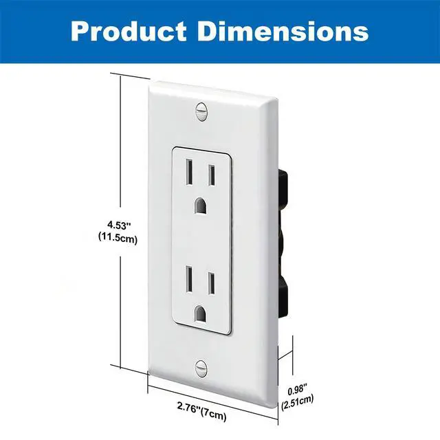 Alt view image 5 of 7 - 20 Pack 15 Amp Decorator Wall Receptacle Outlet with Wall Plate | Non-Tamper-Resistant, 15A/125V/1875W, UL Listed, White