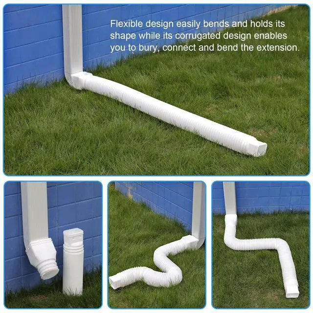 Alt view image 4 of 6 - White 1-Pack Rain Gutter Downspout Extensions Flexible, Drain Downspout Extender,Down Spout Drain Extender, Gutter Connector Rainwater Drainage,Extendable from 21 to 68 Inches