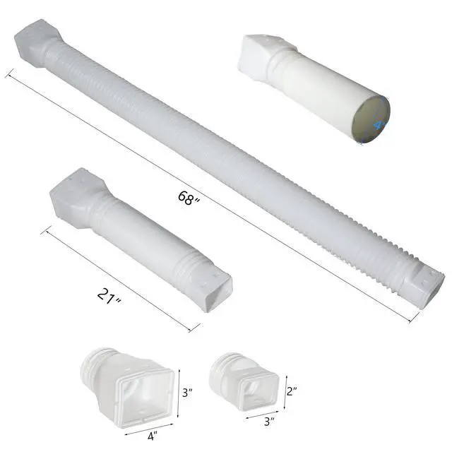 Alt view image 6 of 6 - White 1-Pack Rain Gutter Downspout Extensions Flexible, Drain Downspout Extender,Down Spout Drain Extender, Gutter Connector Rainwater Drainage,Extendable from 21 to 68 Inches