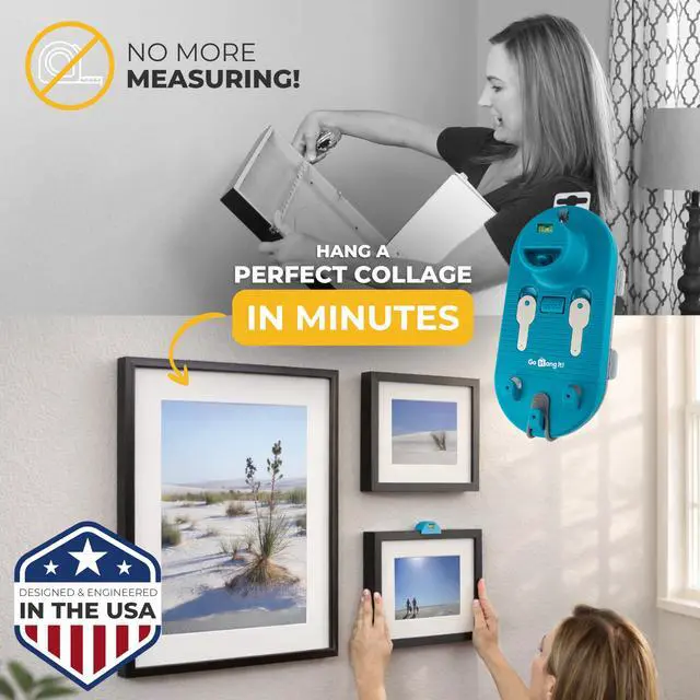 Alt view image 2 of 7 - Original ® Pro All-in-One Picture Hanging Kit, Level & Hardware | Zero Measuring Required, 85-Piece Hardware Kit, Works with Sawtooth Wire & D-Ring Hangers, Removable Level, Non-Slip Feet