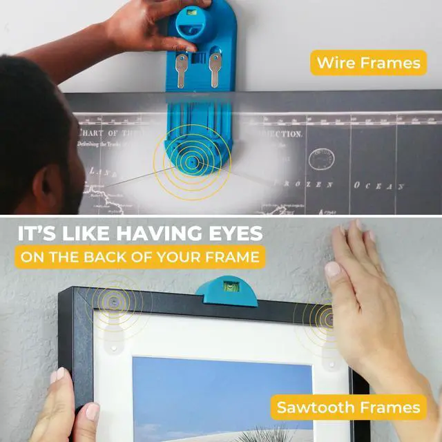 Alt view image 4 of 7 - Original ® Pro All-in-One Picture Hanging Kit, Level & Hardware | Zero Measuring Required, 85-Piece Hardware Kit, Works with Sawtooth Wire & D-Ring Hangers, Removable Level, Non-Slip Feet