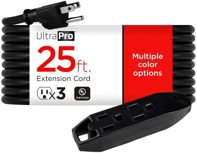 Main image of 25 Ft Outdoor Extension Cord, 3 Outlet Power Strip | Long Extension Cord with Multiple Outlets, Grounded Heavy Duty Extension Cord, 16 Gauge, UL Listed, Black, 36825