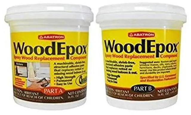 Alt view image 2 of 7 - WoodEpox Kit - 2 Pint - 2-Part Structural Epoxy Adhesive Filler - Wood Filler Putty | Repair Damaged Wood, Easy to Use, Wood Filler Putty