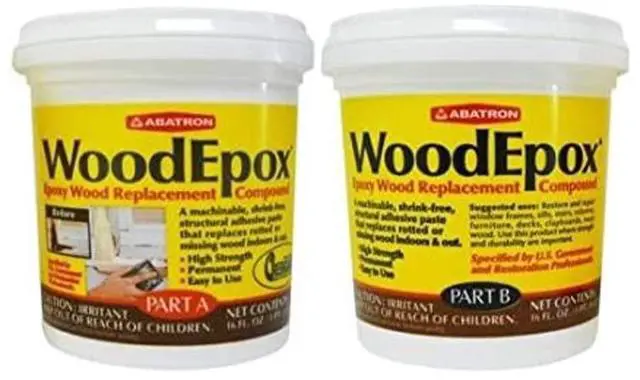 Main image of WoodEpox Kit - 2 Pint - 2-Part Structural Epoxy Adhesive Filler - Wood Filler Putty | Repair Damaged Wood, Easy to Use, Wood Filler Putty