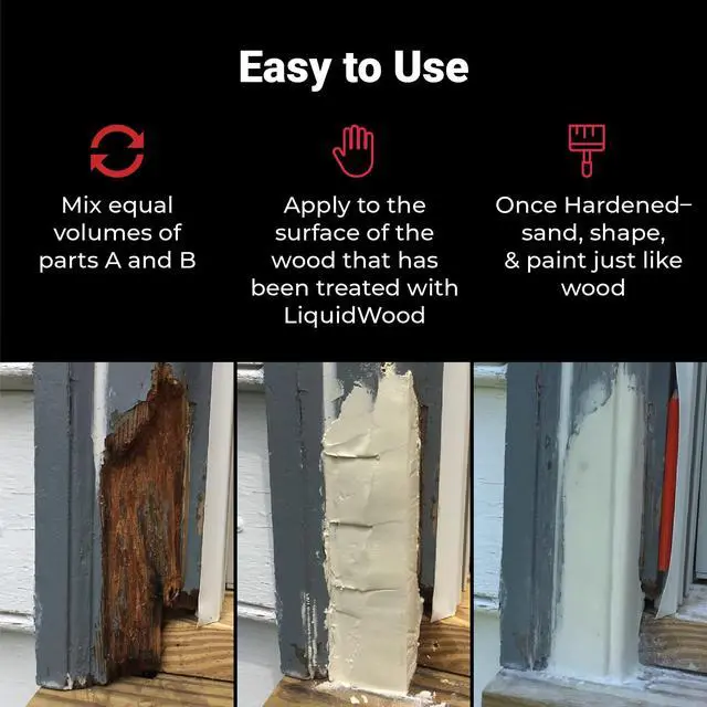Alt view image 5 of 7 - WoodEpox Kit - 2 Pint - 2-Part Structural Epoxy Adhesive Filler - Wood Filler Putty | Repair Damaged Wood, Easy to Use, Wood Filler Putty