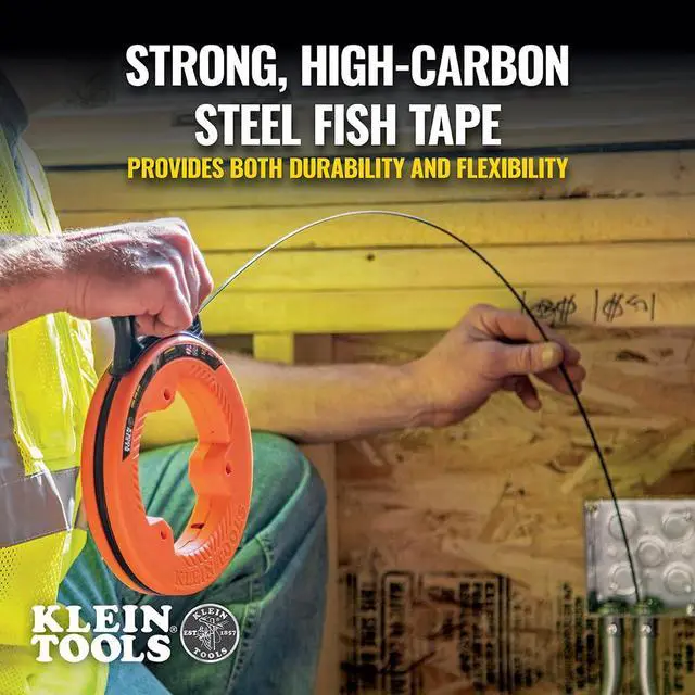 Alt view image 6 of 7 - 56331 50-Foot Electrical Fish Tape, Steel Wire Puller with Double Loop Tip, Optimized Housing and Handle, 1/8-Inch