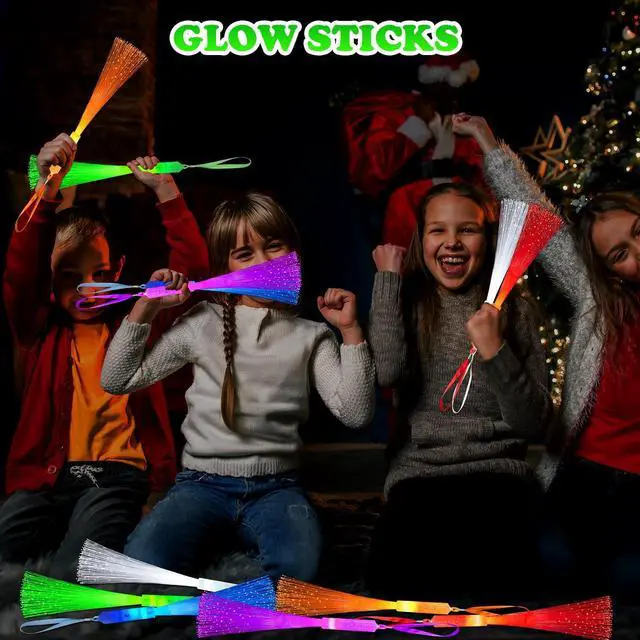 Alt view image 2 of 6 - 6 Pack Glow Sticks Toys Party Favors Supplies for Kids, Light Up Camping Essentials Games Fiber Optic Wand Sparklers Fireworks for Toddlers, Neon Accessories Decorations for Basket, Wedding, Birthday