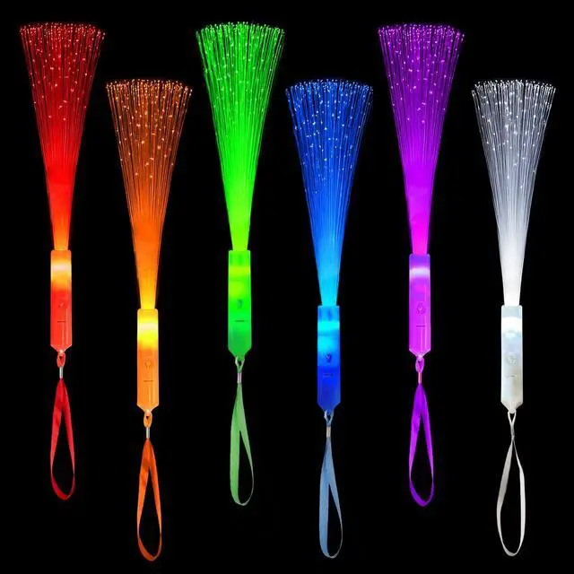 Main image of 6 Pack Glow Sticks Toys Party Favors Supplies for Kids, Light Up Camping Essentials Games Fiber Optic Wand Sparklers Fireworks for Toddlers, Neon Accessories Decorations for Basket, Wedding, Birthday
