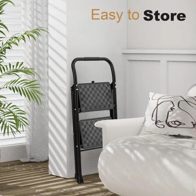 Alt view image 5 of 7 - 2 Step Ladder, Step Stool for Adults | 2 Step Ladder Folding Step Stool with Wide Pedal Ergonomic Design