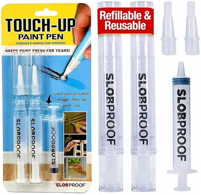 Main image of Refillable Touch-Up Paint Pen, Pack of 2 - Precision Brush Tip | Mess-Free Touch-Up Tool for Quickly Retouch Small Areas with Controlled Syringe Flow for Custom Color Filling