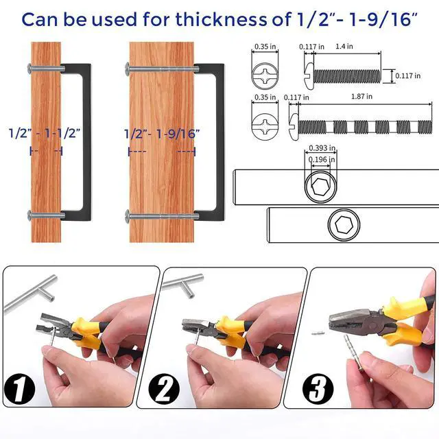 Alt view image 4 of 7 - Matte Black Square & Solid Cabinet Handles,5 Inch,30 Pack | Zinc Alloy, Flat Black Finish, Screws Included,Drawer Pulls, Cabinet Hardware for Kitchen & Drawer