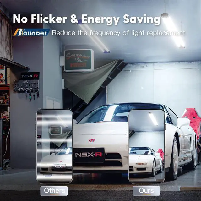 Alt view image 4 of 7 - 4Pack 4FT LED Shop Light, 65000K, 40W=250W, Linkable for Garage | 4400LM, 48Inch Integrated Utility Fixture, Surface + Hanging Mount, Super Bright Shop Lights for Workshop & DIY Users, Black