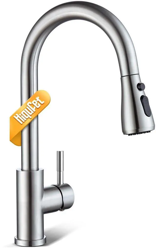 Main image of Kitchen Faucet, Pull Down Sprayer, Brushed Nickel | Easy Install, 360 Swivel, 3 Spray Modes, SUS304 Stainless Steel, Fits RV/Laundry/Bar Sinks, Lead-Free