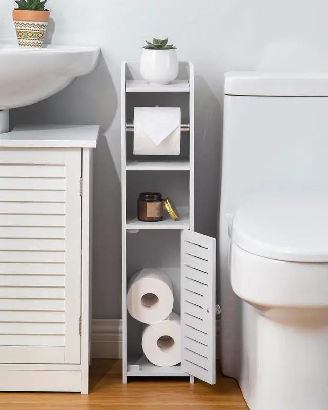 Alt view image 3 of 4 - Toilet Paper Holder Stand: Small Space Bathroom Storage for Renters