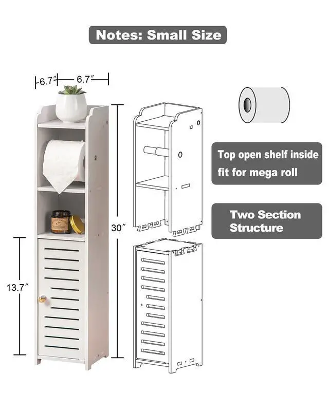 Alt view image 4 of 4 - Toilet Paper Holder Stand: Small Space Bathroom Storage for Renters