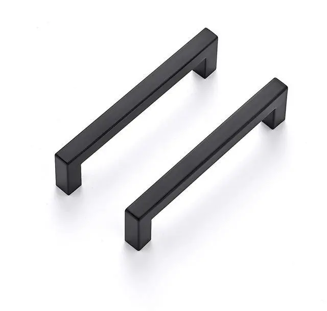Main image of Matte Black Square Cabinet Handles Drawer Pulls,5 Inch,30 Pack | Screws Included, Stainless Steel, Square Bar Grip, Easy Install, Kitchen Cabinet Hardware, For Cupboards, Drawers, Dressers