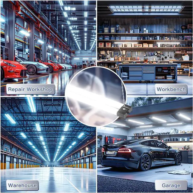 Alt view image 7 of 7 - 4Pack 4FT LED Shop Light, 65000K, 40W=250W, Linkable for Garage | 4400LM, 48Inch Integrated Utility Fixture, Surface + Hanging Mount, Super Bright Shop Lights for Workshop & DIY Users, Black