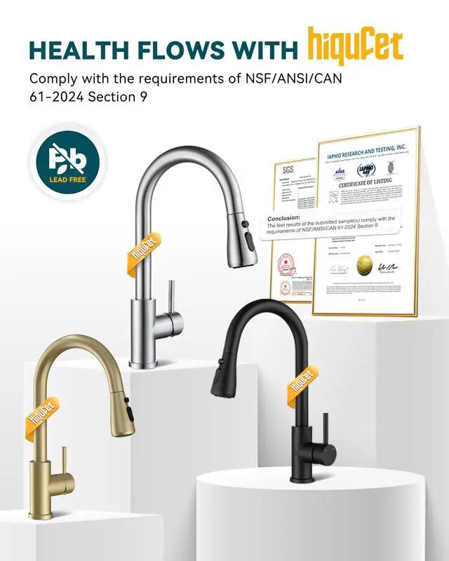 Alt view image 6 of 7 - Kitchen Faucet, Pull Down Sprayer, Brushed Nickel | Easy Install, 360 Swivel, 3 Spray Modes, SUS304 Stainless Steel, Fits RV/Laundry/Bar Sinks, Lead-Free