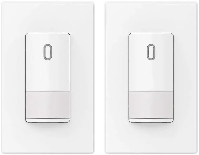 Main image of Single Pole Occupancy Motion Sensor Light Switch, PIR Infrared Motion Activated Switch, Need Grounding Wire, No Neutral Wire, for CFL/LED/Incandescent, with Plate, UL(2 Pack, Matte White)