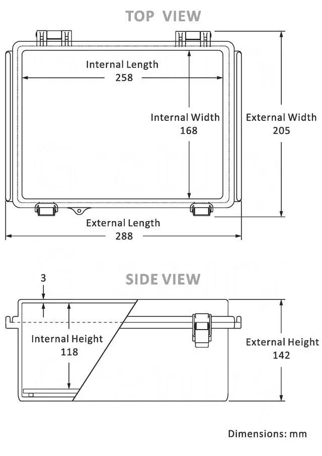 Alt view image 4 of 7 - Junction Box, IP67 Waterproof Plastic Enclosure for Electrical Project, Hinged Grey Cover, Includes Mounting Plate and Wall Bracket