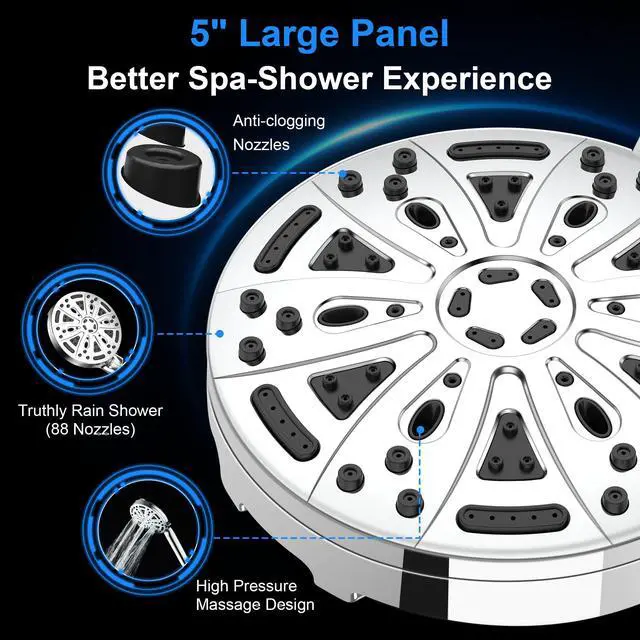 Alt view image 7 of 7 - Filtered Shower Head with Handheld, 3 Filters, Hard Water Softener | 9 Spray Modes, High Pressure, 20-Stage Filtration, Remove Chlorine and Heavy Metals, Relieve Dry Itchy Skin, Hose Included