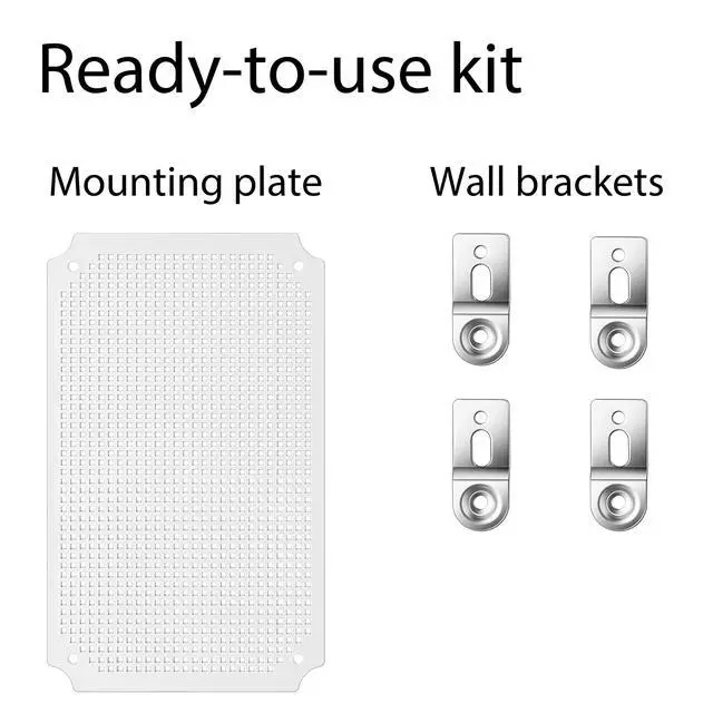 Alt view image 6 of 7 - Junction Box, IP67 Waterproof Plastic Enclosure for Electrical Project, Hinged Grey Cover, Includes Mounting Plate and Wall Bracket