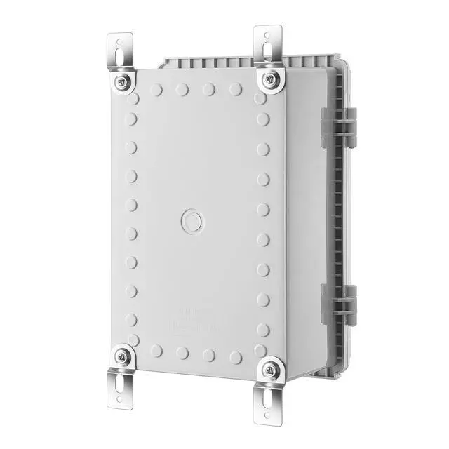 Alt view image 7 of 7 - Junction Box, IP67 Waterproof Plastic Enclosure for Electrical Project, Hinged Grey Cover, Includes Mounting Plate and Wall Bracket