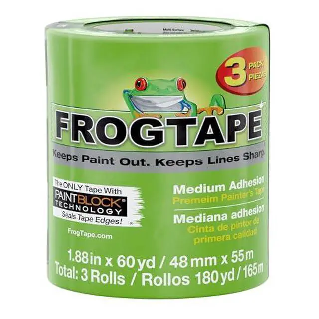 Alt view image 2 of 2 - Multi-Surface Painter's Tape with PAINTBLOCK, 2 in Wide (1.88 in x 60 yd), Quick Stick Medium Adhesion, Premium Green Painters Tape Removes Clean, 3 Rolls (240661)