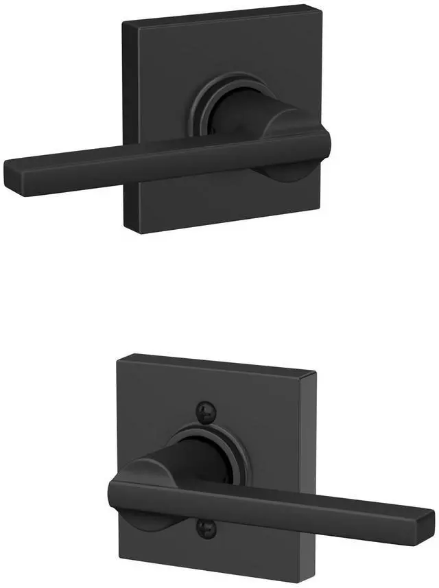 Main image of Latitude Hall/Closet Passage Door Handle, Reversible, Matte Black | Hall or closet lever door handle with no lock, Easy to install, Certified durability, Universal fit