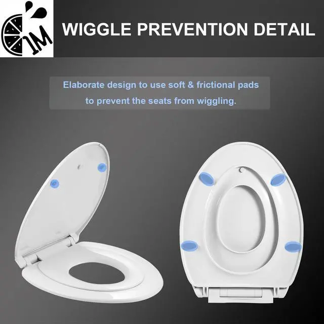 Alt view image 5 of 7 - Family Toilet Seat, Patented Slow Close & Quick Releasing Technology, Anti-Wiggling, Easy to Install and Clean, Standard Elongated with Toddler Seat Built In (1 Piece)