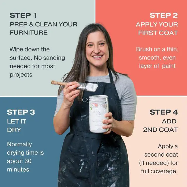 Alt view image 6 of 7 - Country Chic All-in-One Chalk Paint for Furniture, Cabinets, Home Decor, Eco-Friendly, Matte Finish, Built-In Primer & Top Coat for Wood, Metal - Sage Advice (Sage Green) - Pint 16 oz (475 ml)