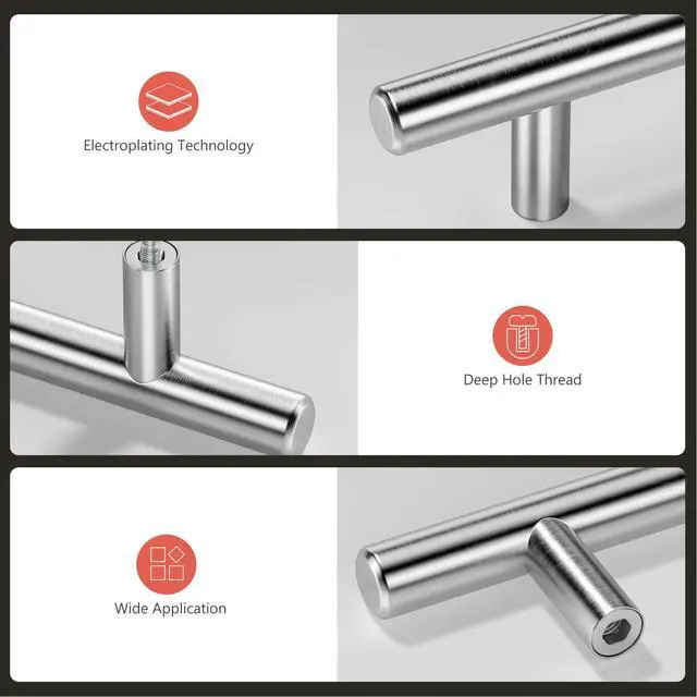 Alt view image 6 of 7 - 30 Pack 3 Inch Brushed Nickel Cabinet Pulls Modern Cabinet Handles - Brushed Nickel Drawer Pulls Stainless Steel Cabinet Hardware,5 Inch Overall Cabinet Door Handles for Cabinets,Cupboard